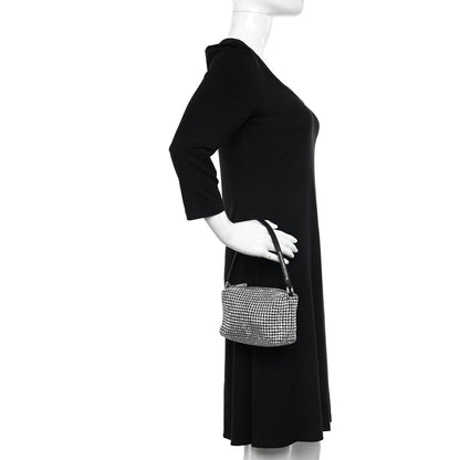 Alexander Wang Mesh Crystal Rhinestone Mini Heiress Pouch Black Silver 2 of 9