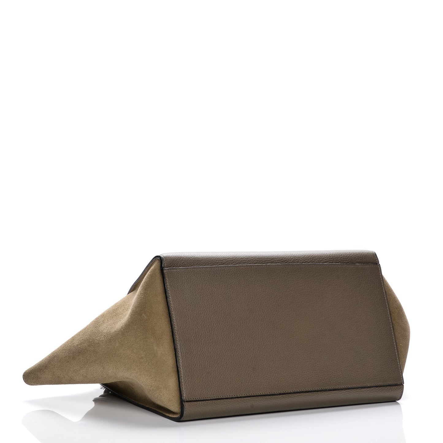 Drummed Calfskin Suede Medium Trapeze Taupe