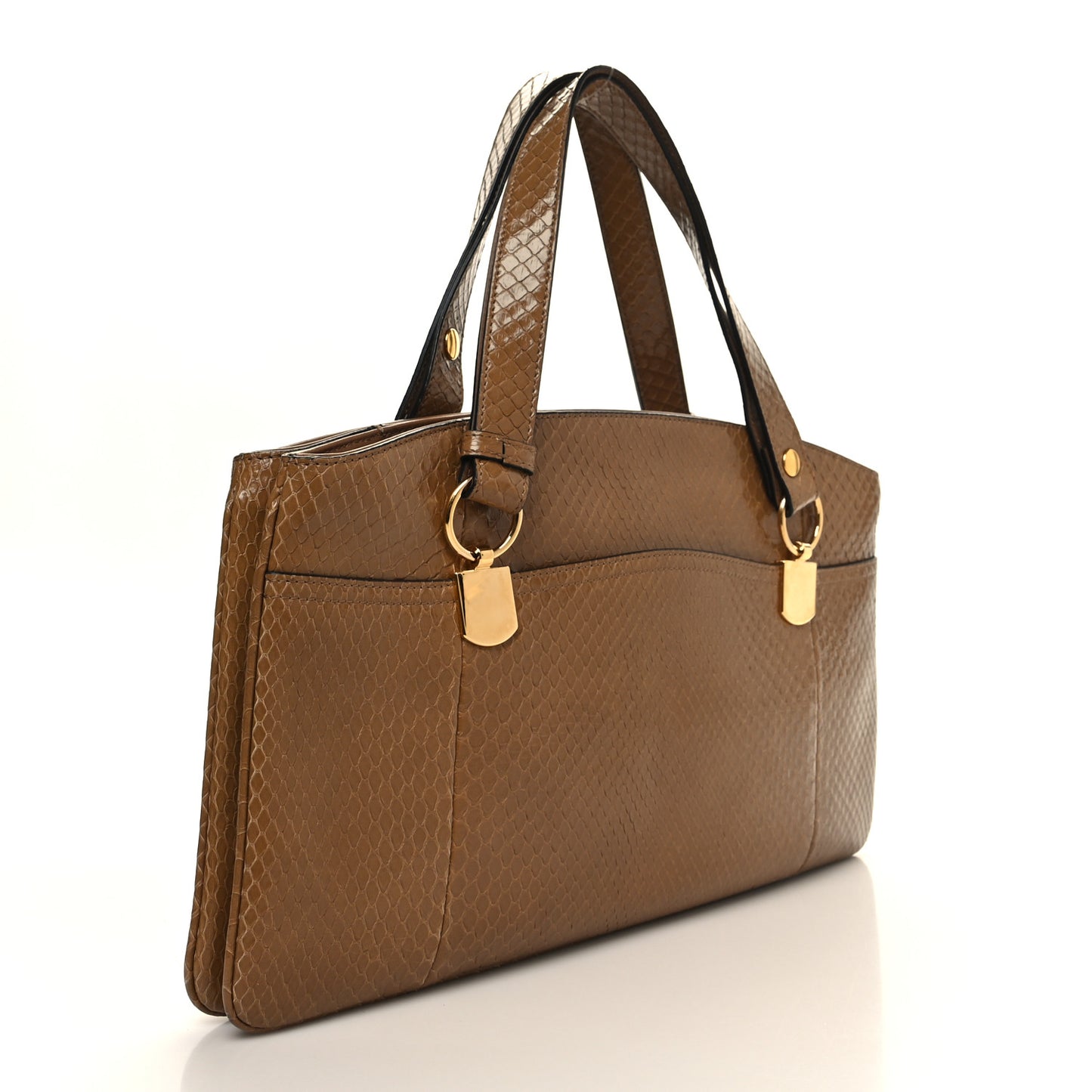 Snakeskin Large Arli Top Handle Bag Taupe
