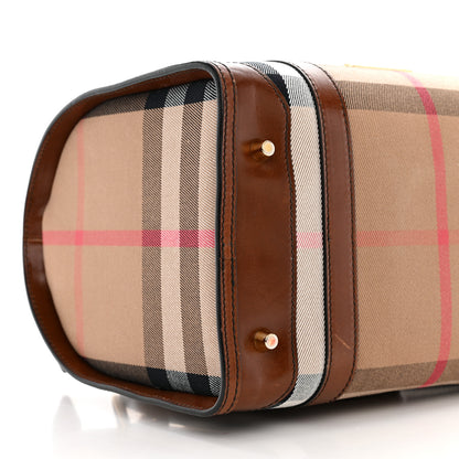 Burberry House Check Bridle Calfskin Small Bowling Bag Dark Tan 9 of 11