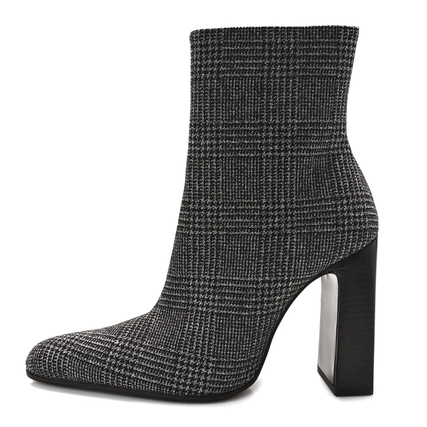 Balenciaga Wool Plaid Ankle Boots 35 Black White 1 of 9