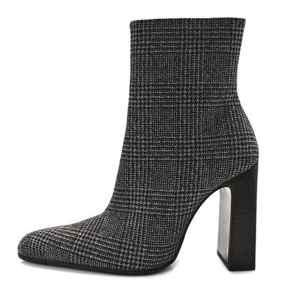 Balenciaga Wool Plaid Ankle Boots 35 Black White 1 of 9