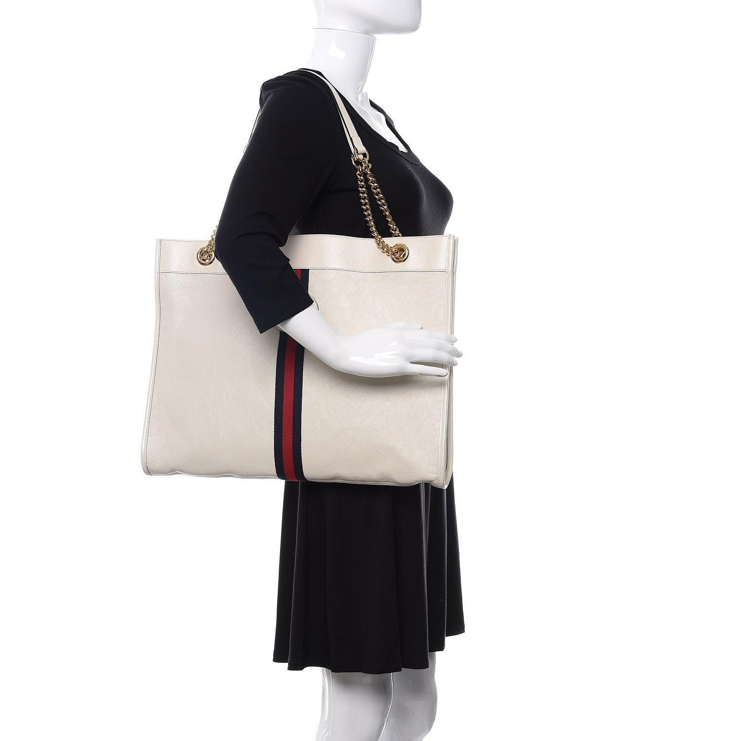 Gucci Suede Calfskin Large Rajah Chain Tote White 2 of 15
