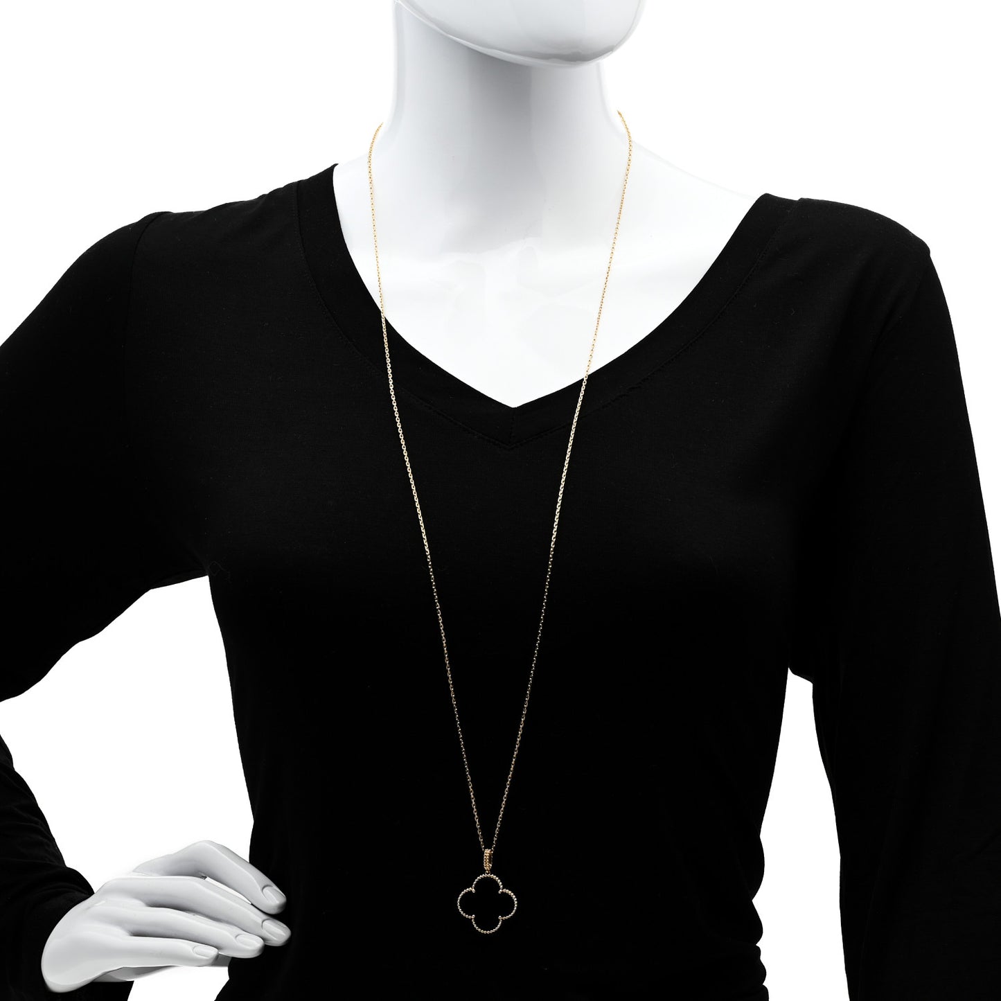 18K Yellow Gold Black Onyx Magic Alhambra Pendant Necklace