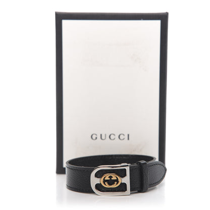 Gucci Stainless Steel 18K Yellow Gold Calfskin Interlocking G Bracelet Black 5 of 5