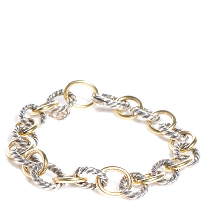 David Yurman Sterling Silver 18K Yellow Gold 10mm Medium Oval Link Bracelet 1 of 6