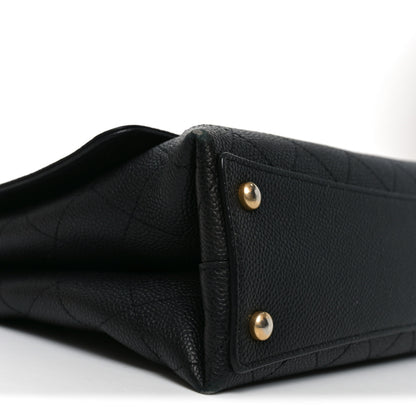 Chanel Caviar Diamond Stitched Top Handle Flap Black 9 of 11