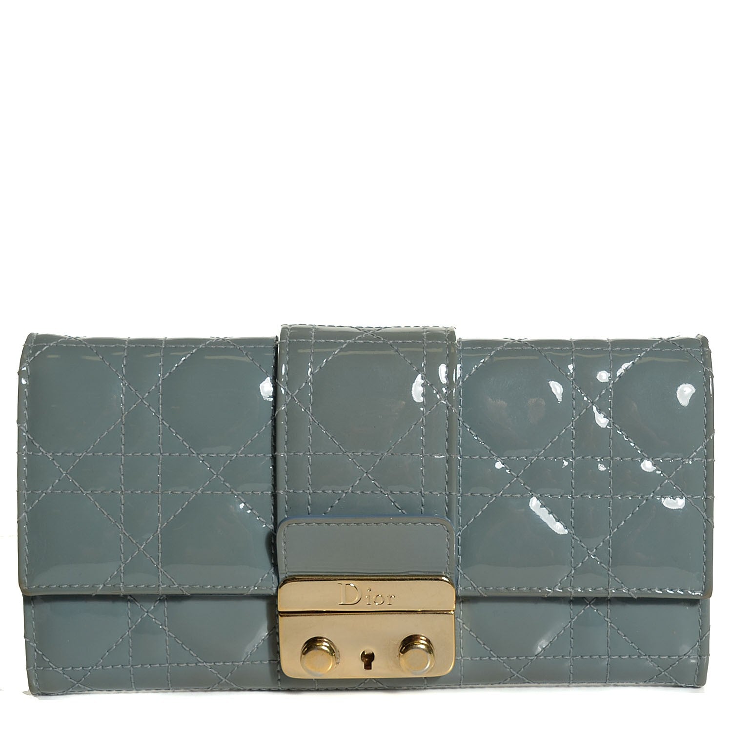 Christian Dior Patent Cannage Chain Wallet Grey 1 of 7