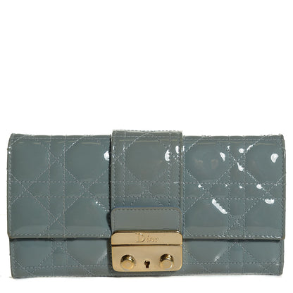 Christian Dior Patent Cannage Chain Wallet Grey 1 of 7