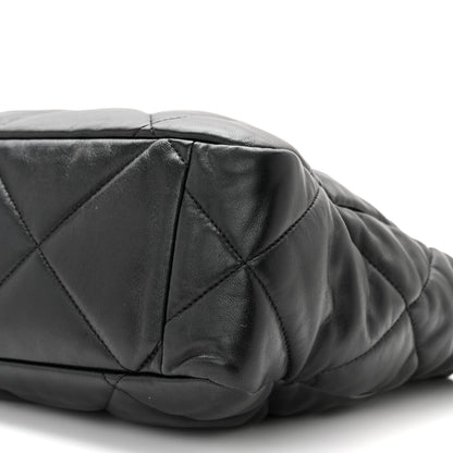 Chanel Lambskin Quilted Chanel 19 East West Shopping Bag Black 10 of 10