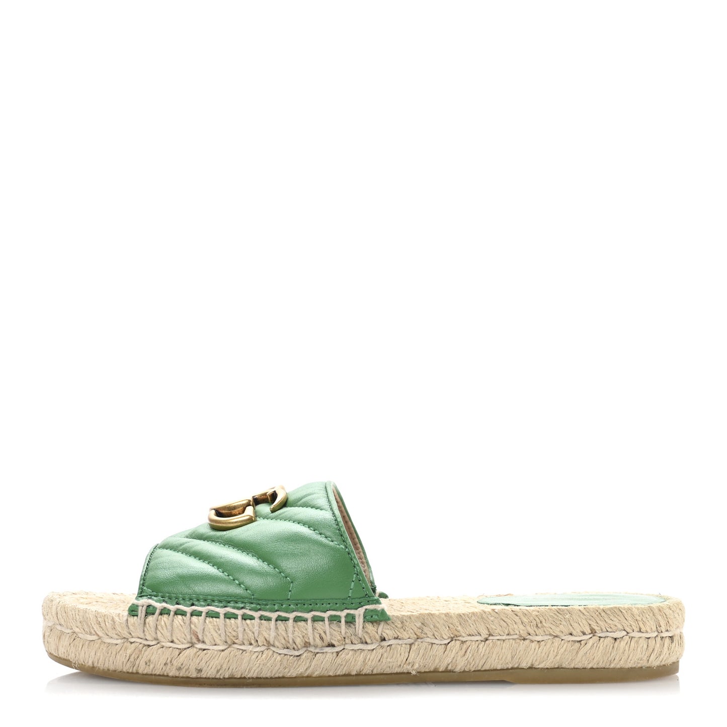 Nappa Matelasse GG Marmont Espadrille Slide Sandals 35.5 New Shamarock