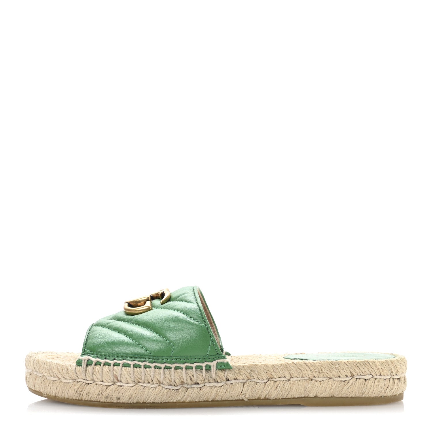 Gucci Nappa Matelasse GG Marmont Espadrille Slide Sandals 35.5 New Shamarock 1 of 8