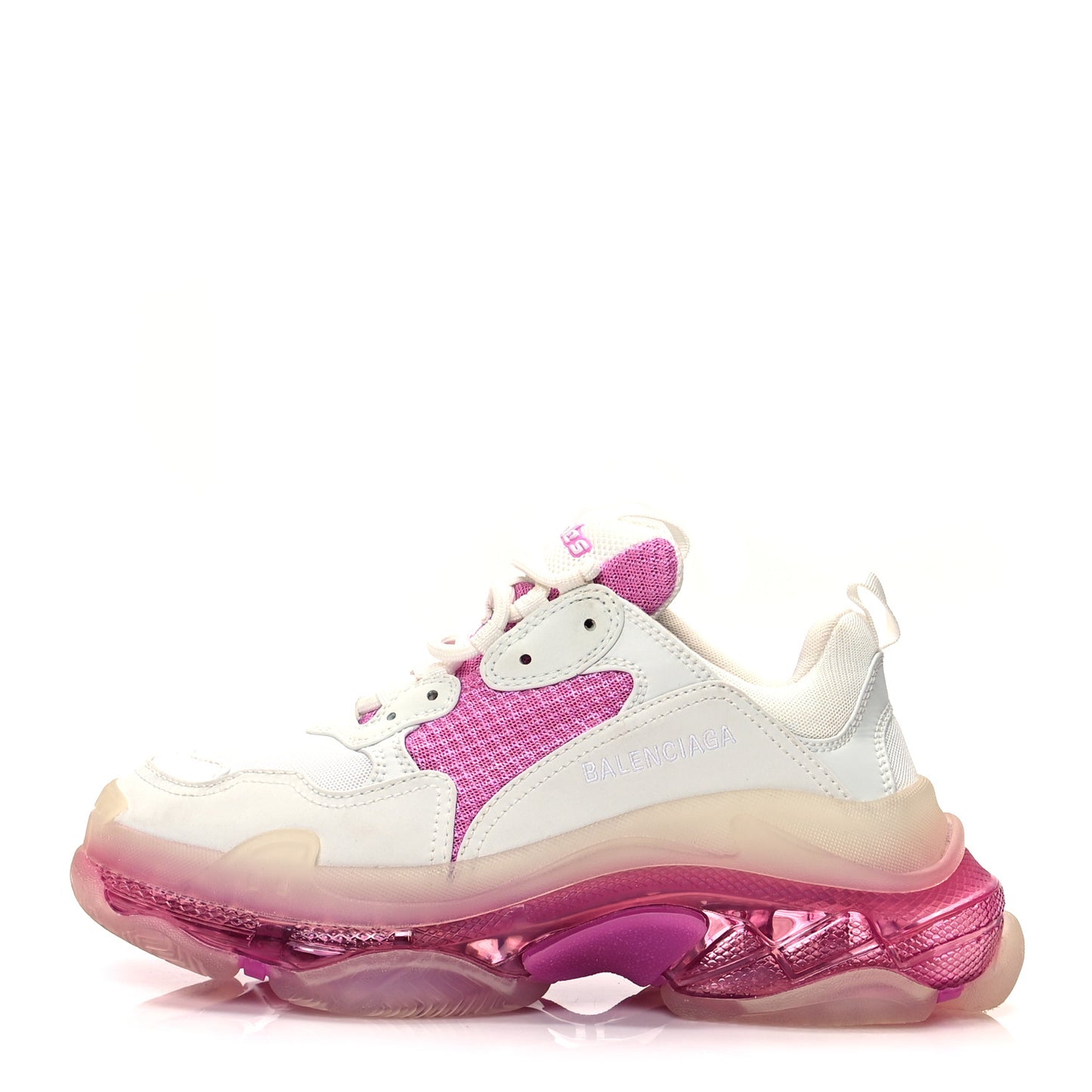 Fabric Mesh Clear Sole Womens Triple S Sneakers 40 White Pink