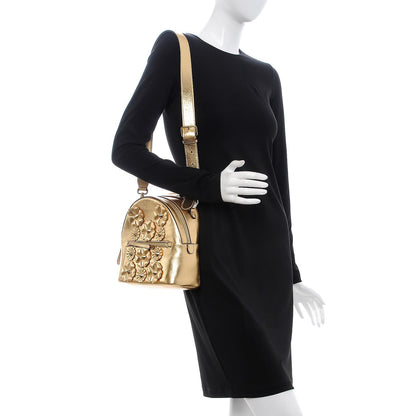 Fendi Vitello Catalan Mirror Flowerland Backpack Gold 2 of 7