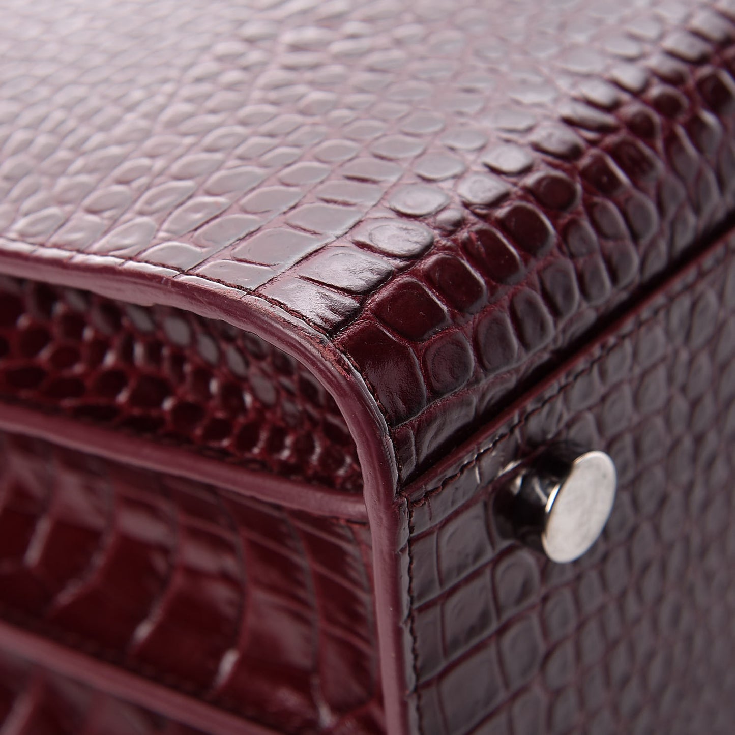 Calfskin Crocodile Embossed Small Sac de Jour Wine