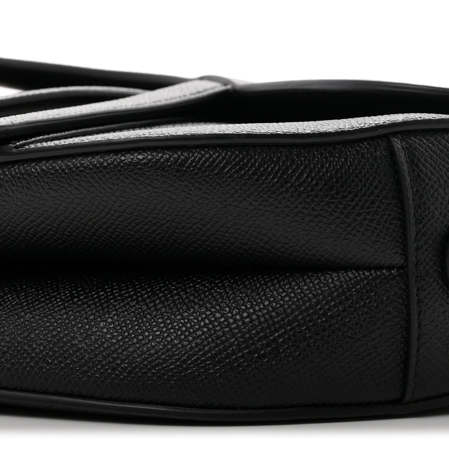 Grained Calfskin Saddle Bag With Strap Black