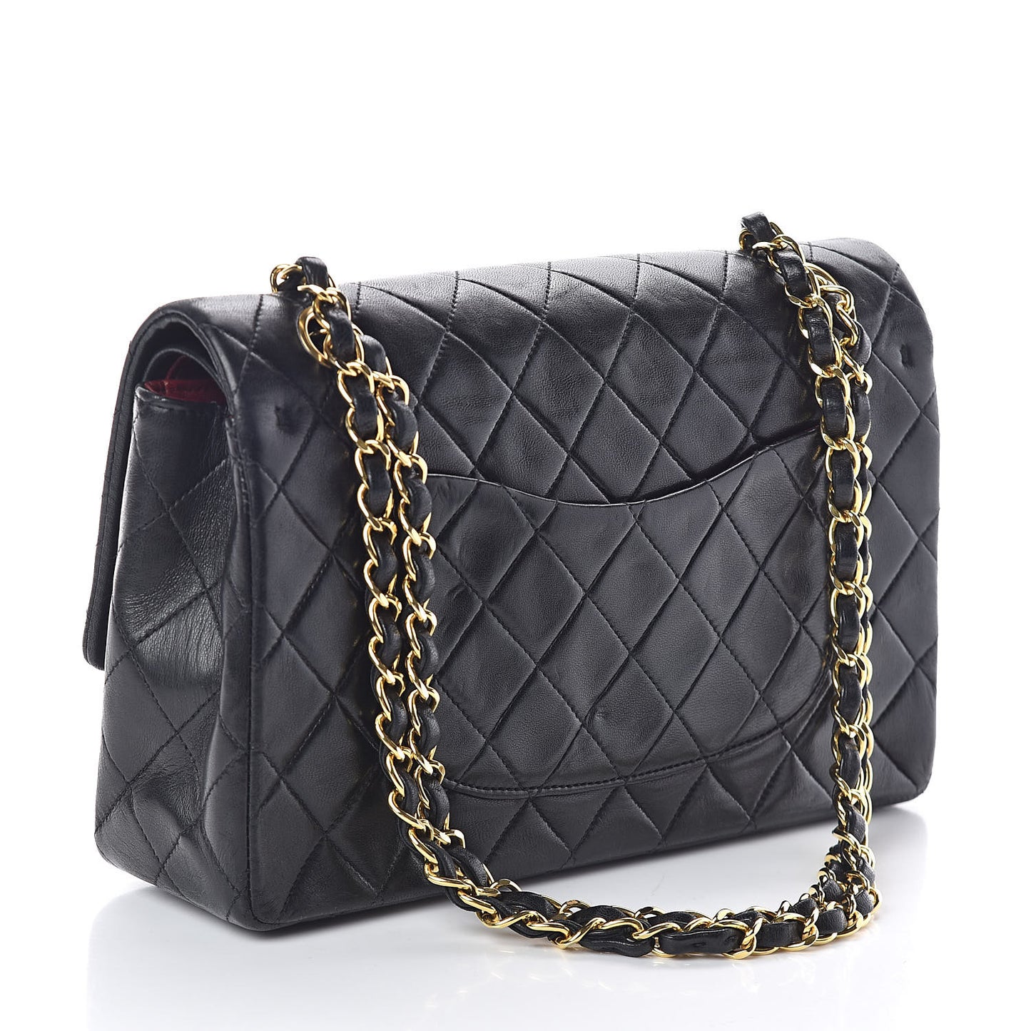 Lambskin Quilted Medium Double Flap Black