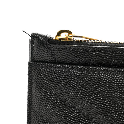 Saint Laurent Grain De Poudre Chevron Monogram Bill Pouch Black 8 of 8