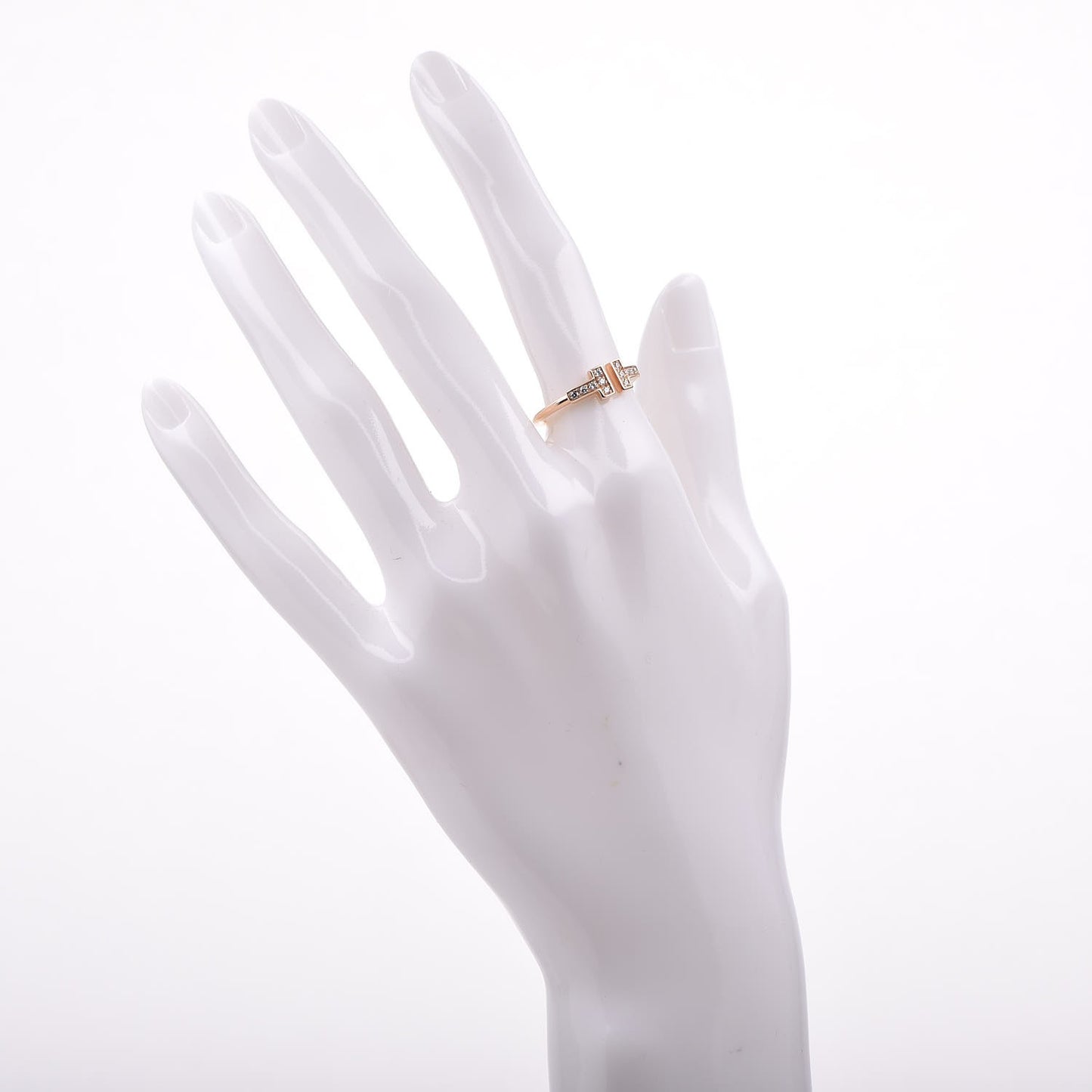 18K Rose Gold Diamond T Wire Ring 52 6