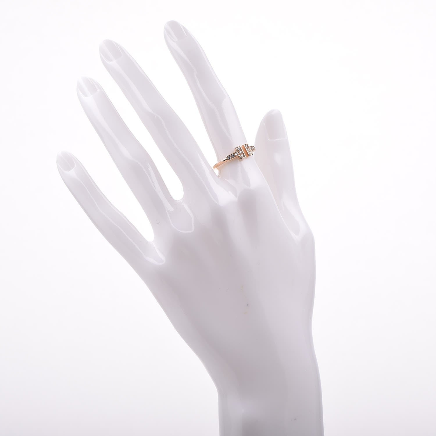 Tiffany 18K Rose Gold Diamond T Wire Ring 52 6 2 of 5