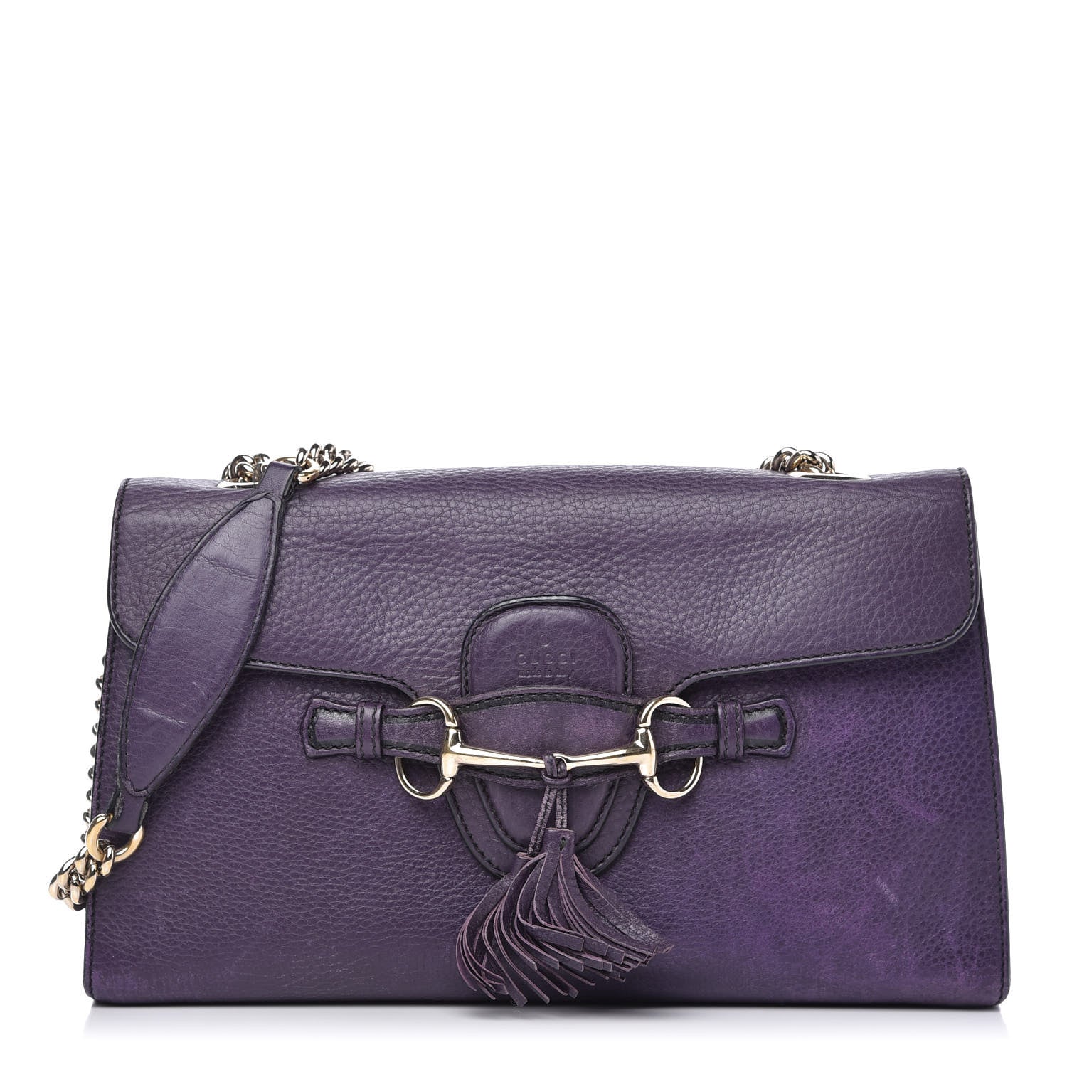 Gucci Pebbled Calfskin Medium Emily Chain Shoulder Bag Purple 1 of 14