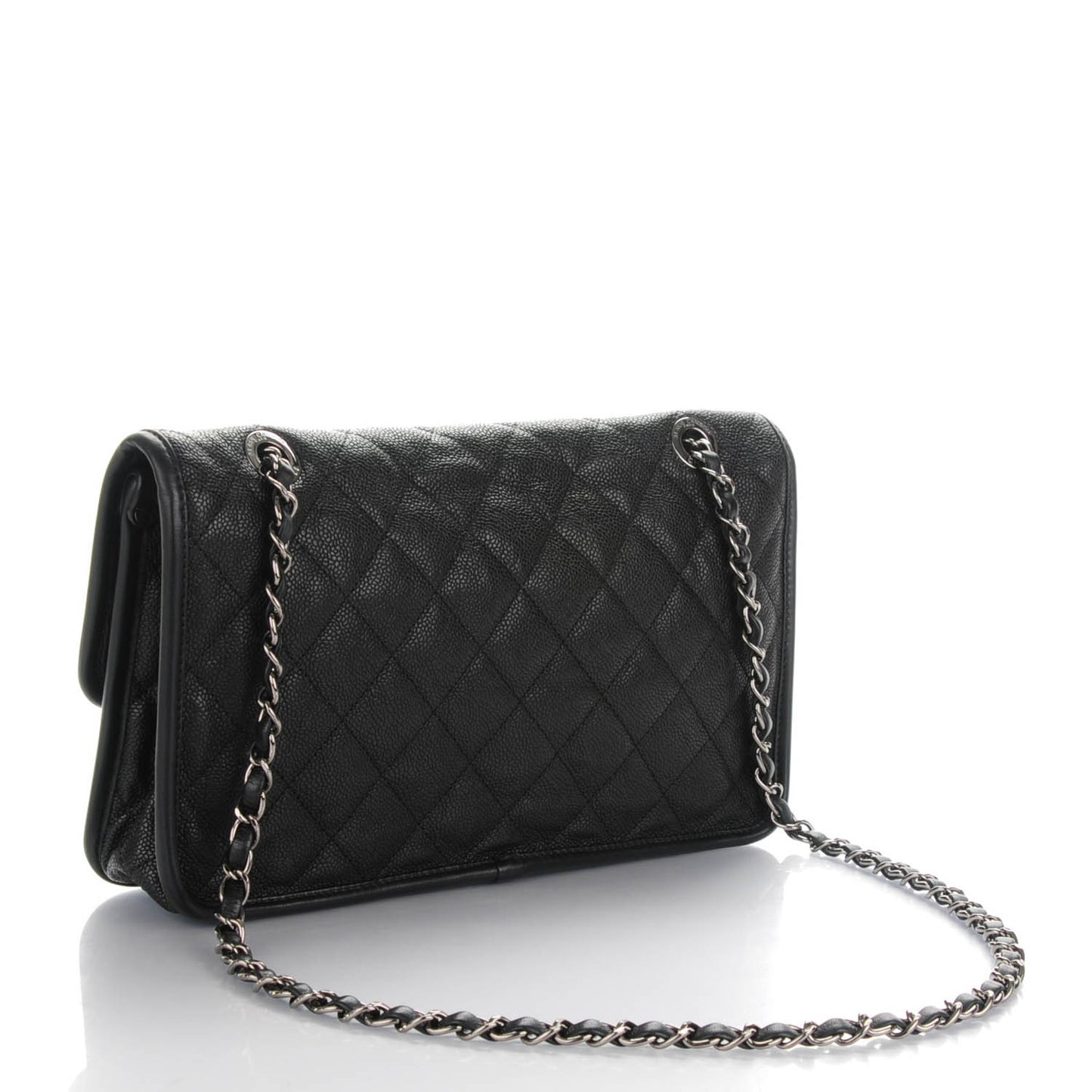Caviar Quilted Medium French Riviera Flap Black