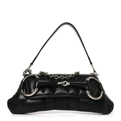 Gucci Nappa Vertical Matelasse Medium Maxi Horsebit Chain Shoulder Bag Black 1 of 19