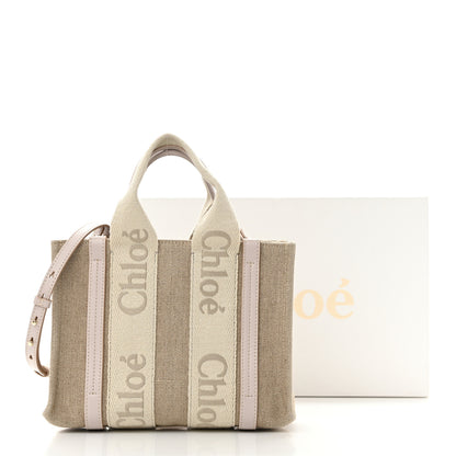 Chloe Cotton Calfskin Small Woody Ribbon Tote With Strap Cement Pink 11 of 11