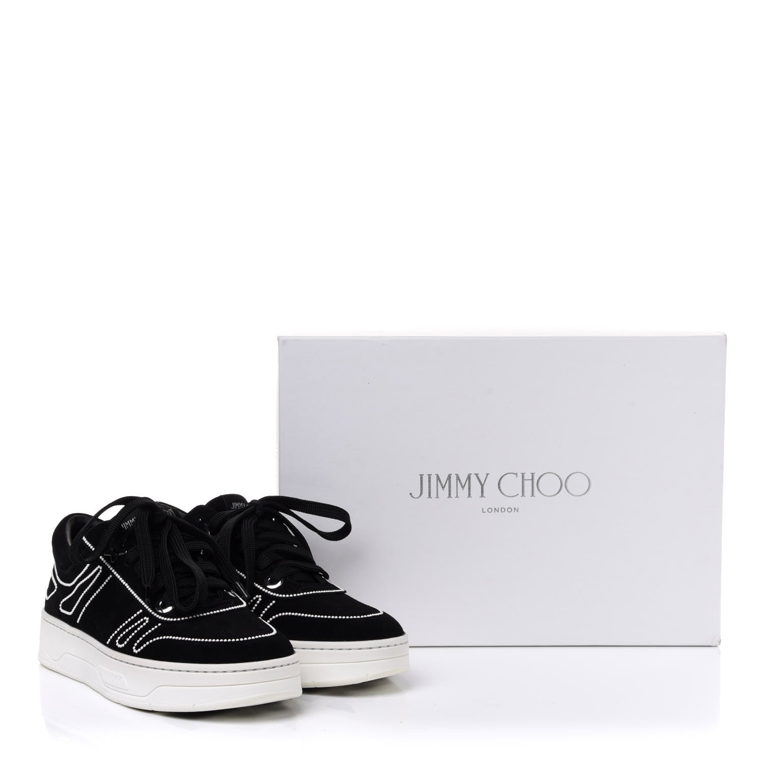 Jimmy Choo Suede Pearl Embellished Hawaii Low-Top Sneakers 36.5 Black 11 of 11