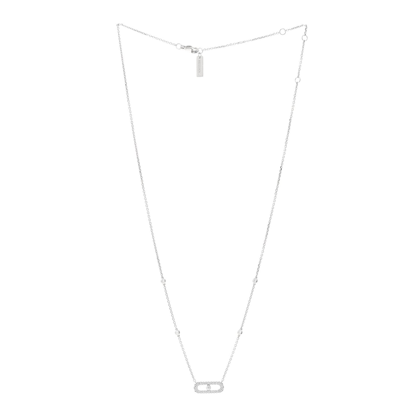 18K White Gold Diamond Move Uno Pave Necklace