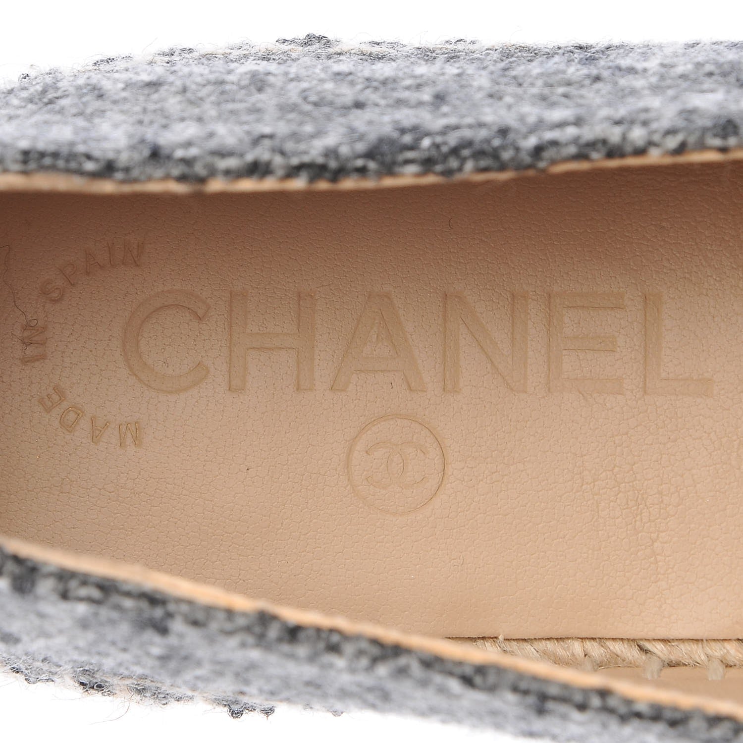 Chanel Tweed Velvet CC Espadrilles 38 Grey Black 9 of 11