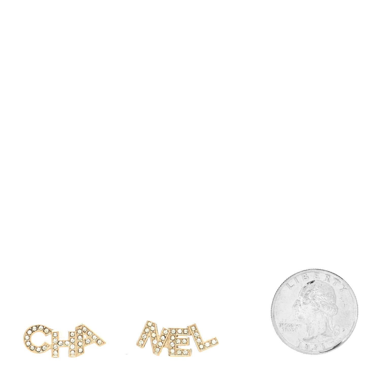 Chanel Crystal Pearl Signature Stud Earrings Gold 2 of 4
