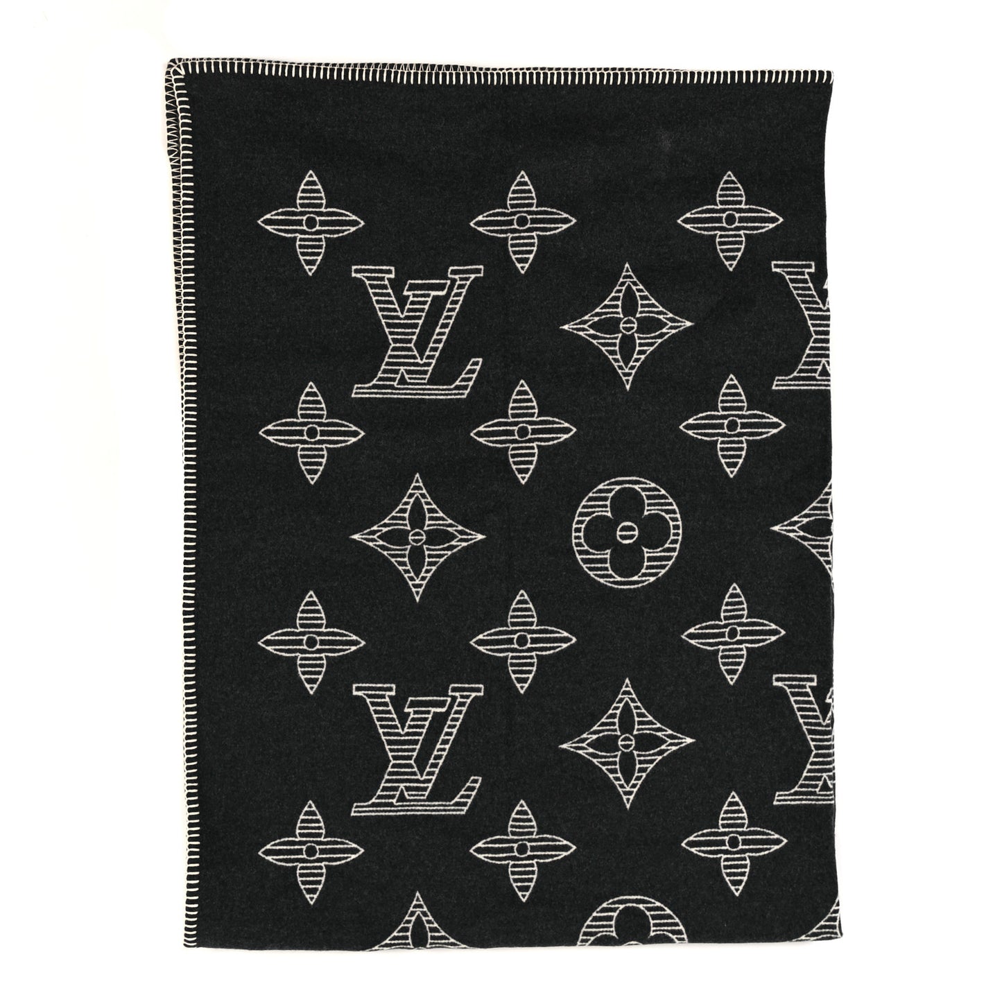 Wool Monogram Shadow Blanket Grey