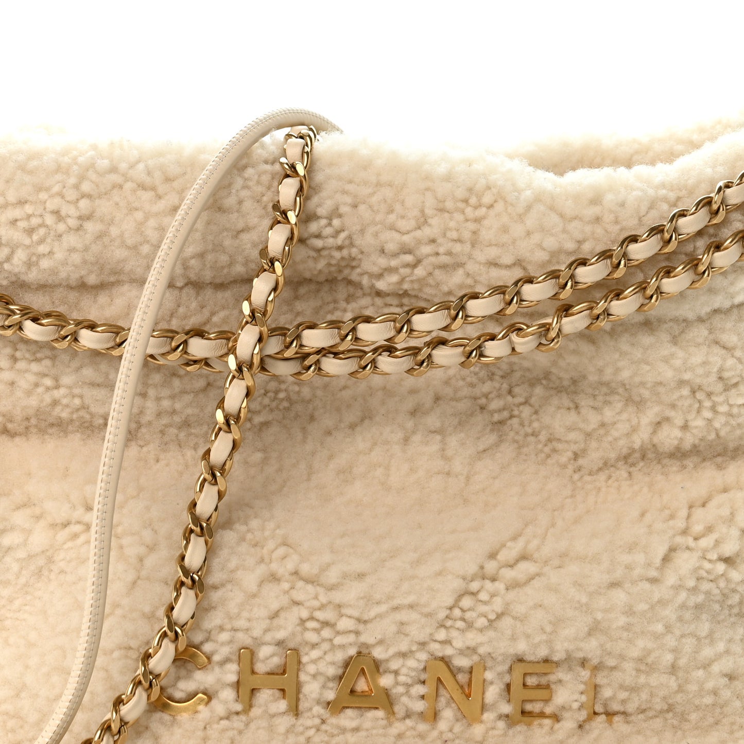 Shearling Quilted Small Chanel 22 White