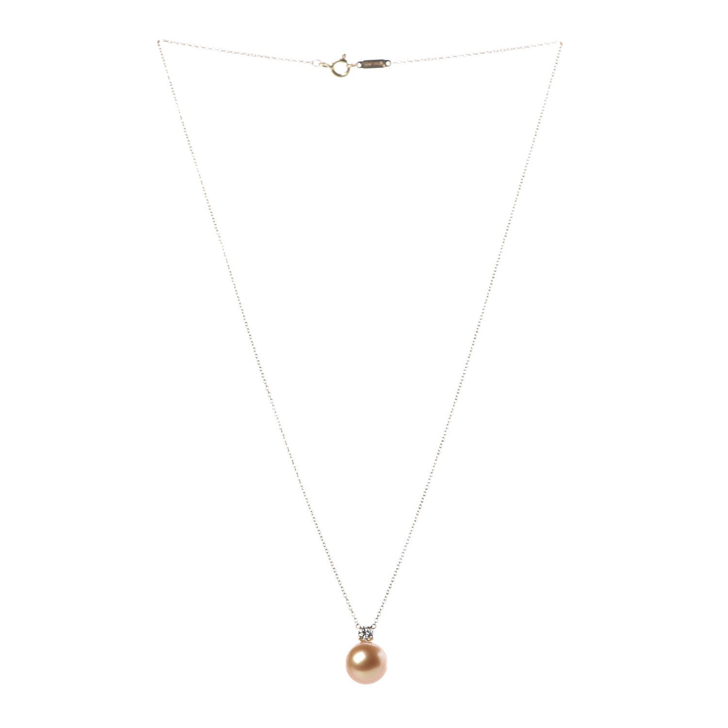 18K Yellow Gold Pearl Diamond South Sea Pearl Pendant Necklace