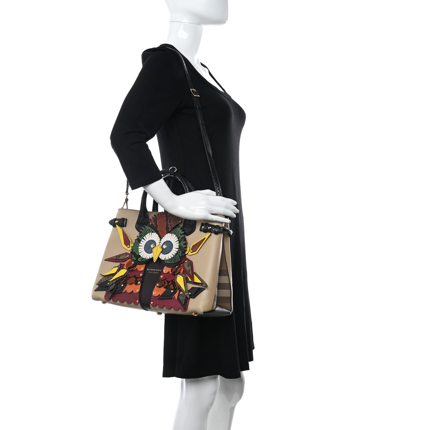 Derby Calfskin Beasts Medium Banner Tote Khaki