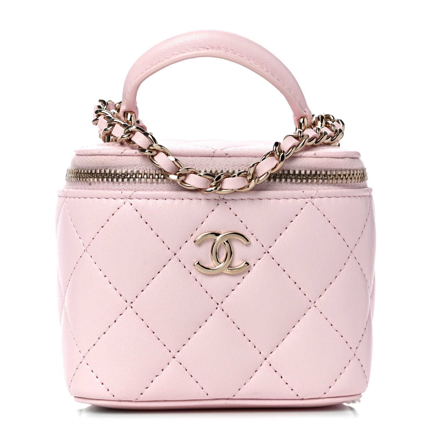 Chanel Lambskin Quilted Mini Top Handle Vanity Case With Chain Light Pink 1 of 12