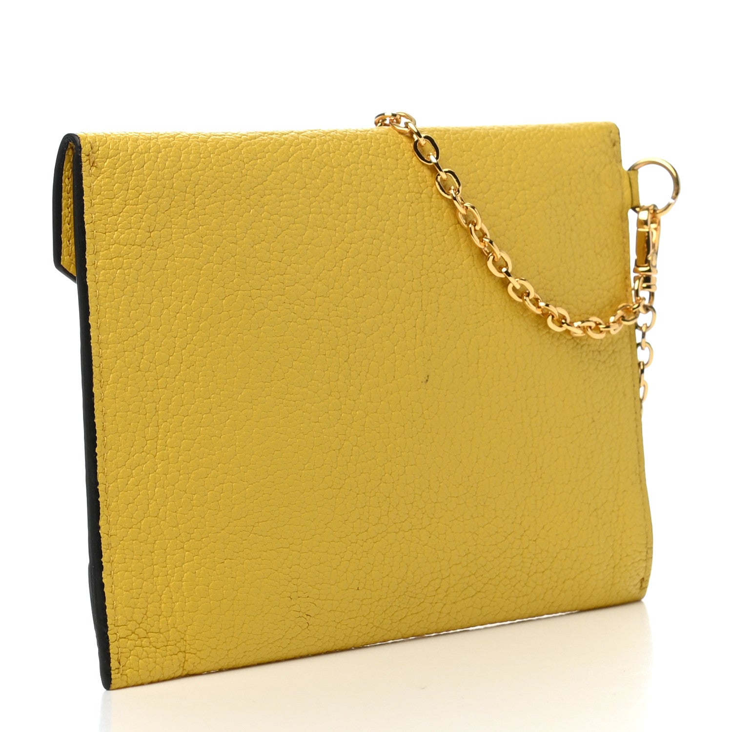 Miu Miu Goatskin Madras Forever Envelope Chain Pouch Yellow 3 of 10