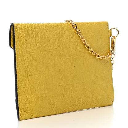 Miu Miu Goatskin Madras Forever Envelope Chain Pouch Yellow 3 of 10