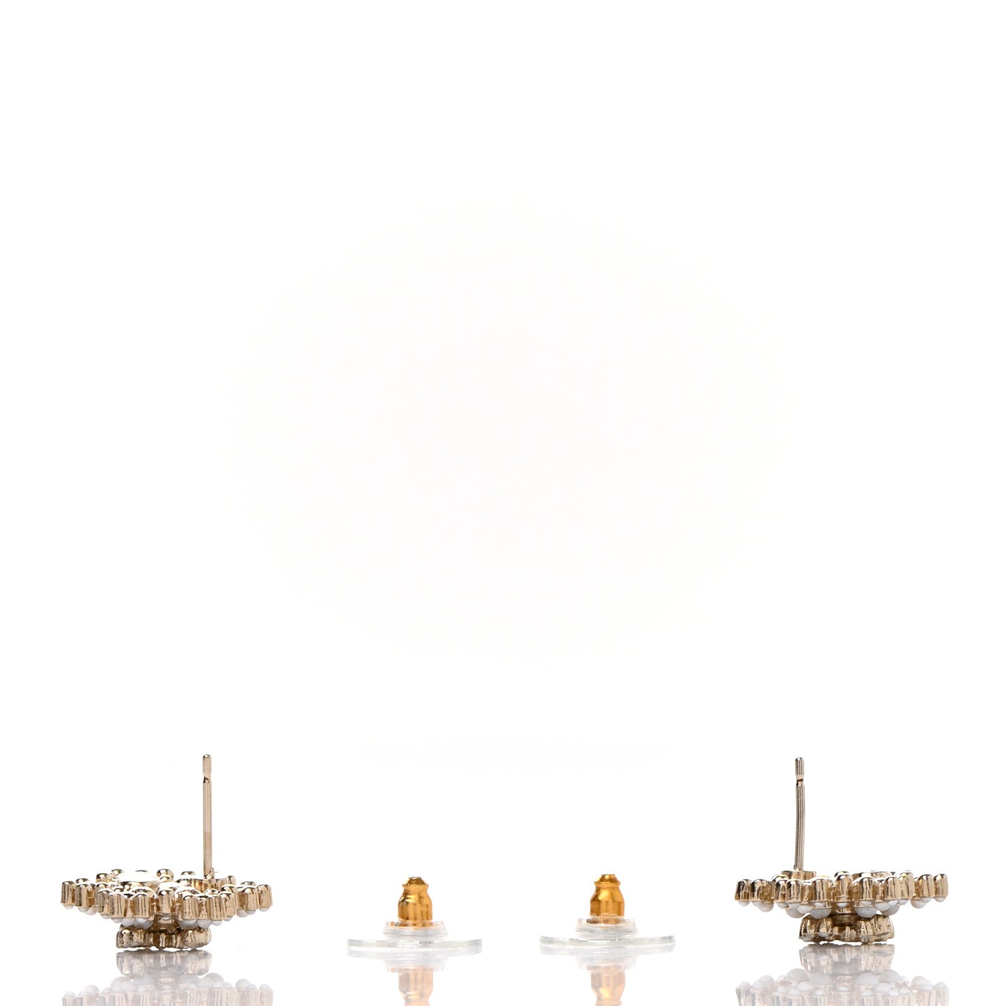 Crystal Pearl CC Snowflake Earrings Gold