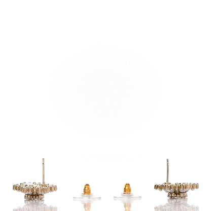 Chanel Crystal Pearl CC Snowflake Earrings Gold 3 of 4