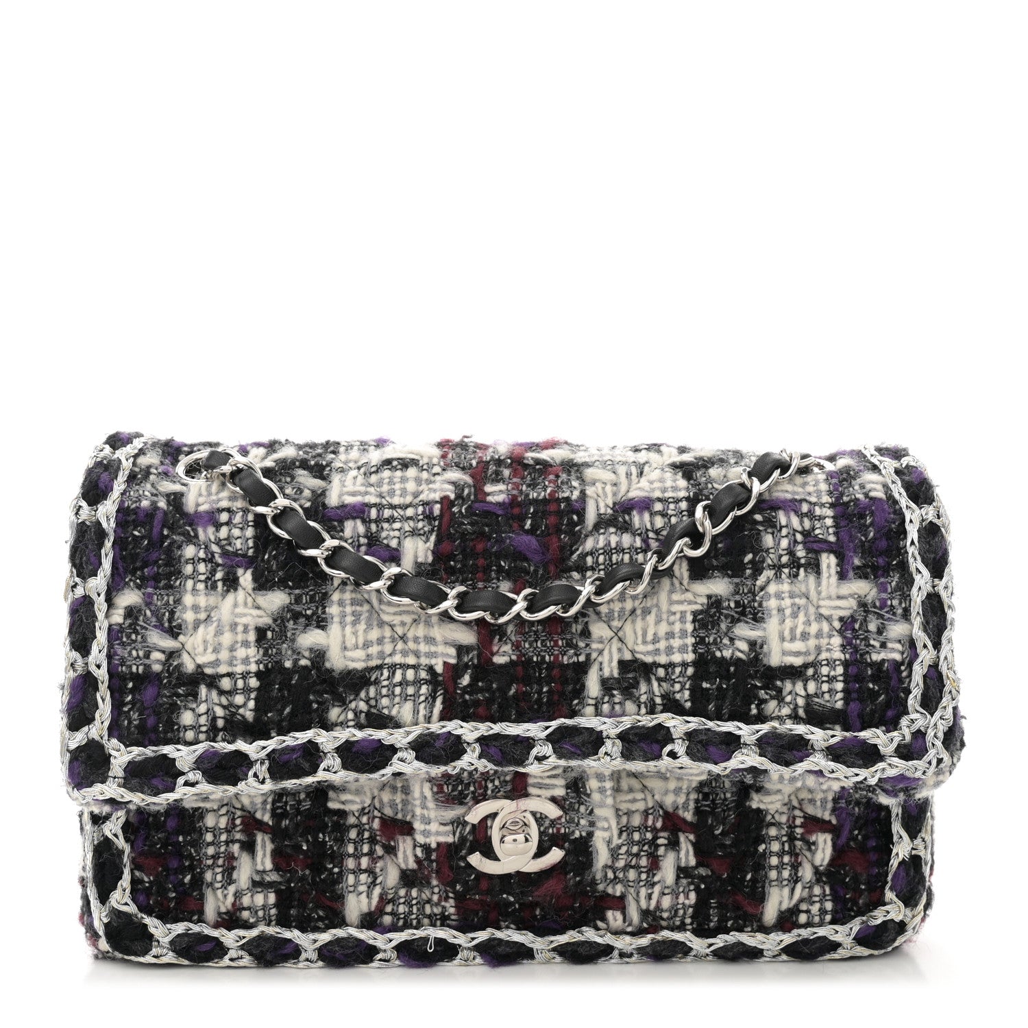 Chanel Tweed Quilted Mini Rectangular Flap Black White Multicolor 1 of 10