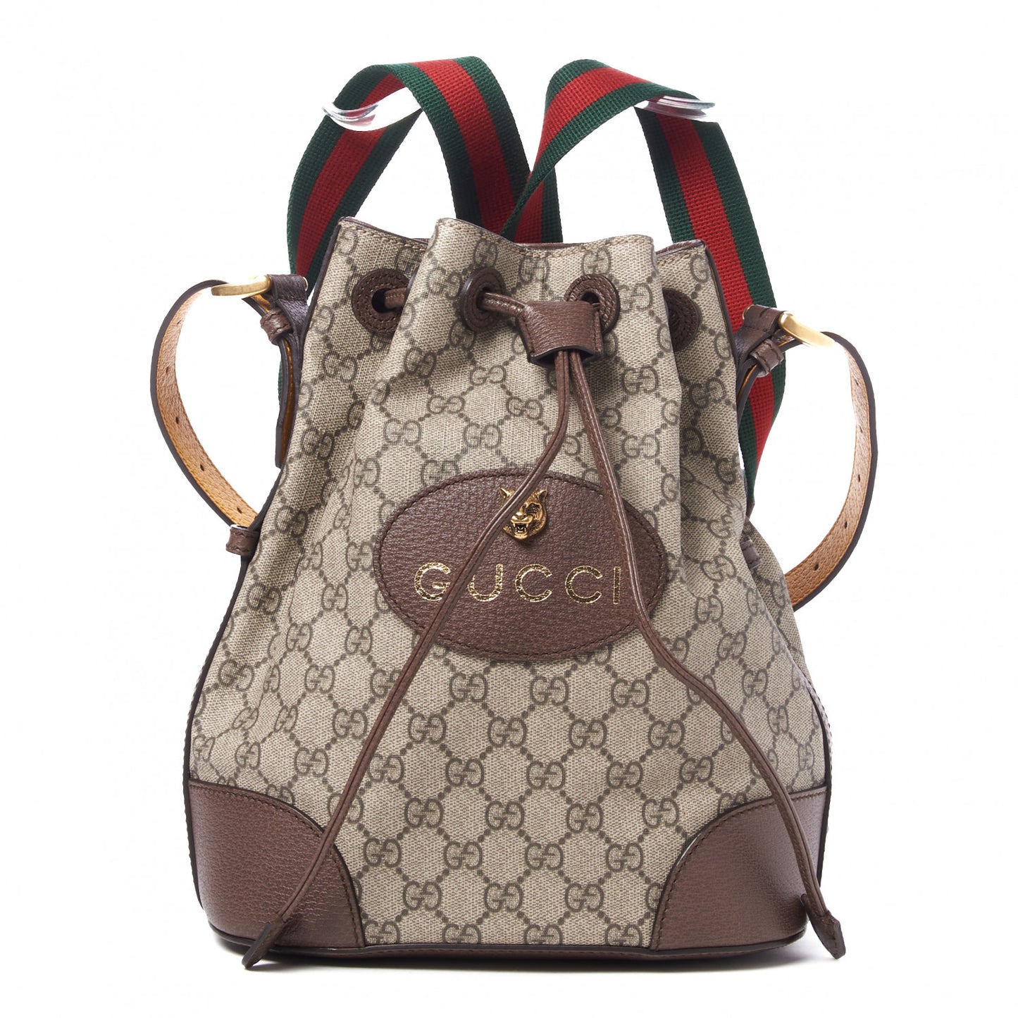 GG Supreme Monogram Neo Vintage Drawstring Bucket Backpack Beige New Acero Crop