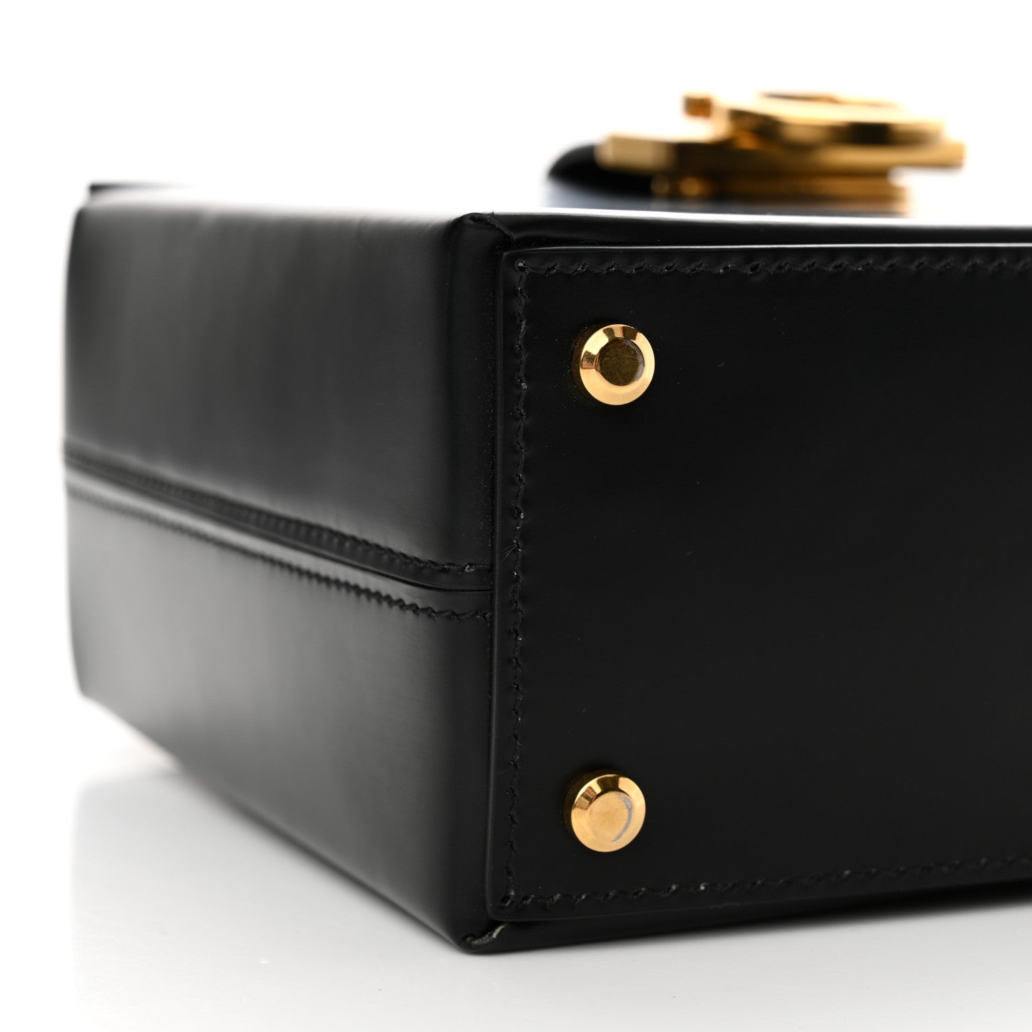 Salvatore Ferragamo Calfskin Trifolio Box Bag Black 7 of 10