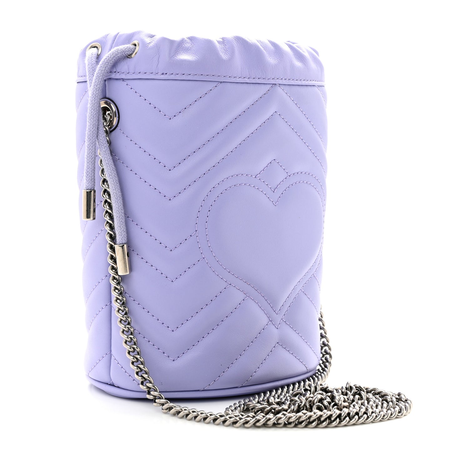 Calfskin Matelasse Heart Mini GG Marmont 2.0 Bucket Bag Lapis