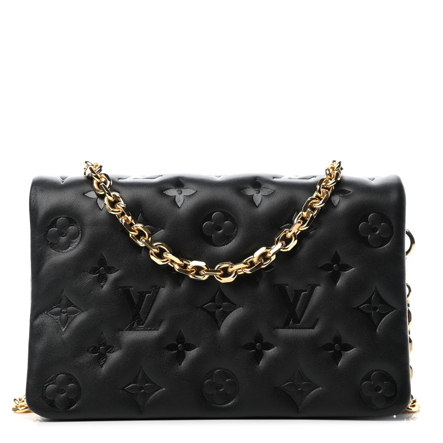 Lambskin Embossed Monogram Pochette Coussin Black