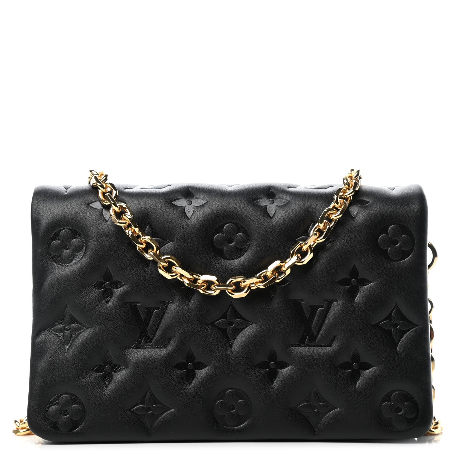 Louis Vuitton Lambskin Embossed Monogram Pochette Coussin Black 1 of 4