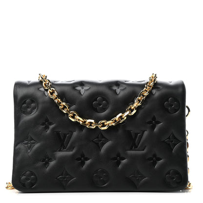 Louis Vuitton Lambskin Embossed Monogram Pochette Coussin Black 1 of 4