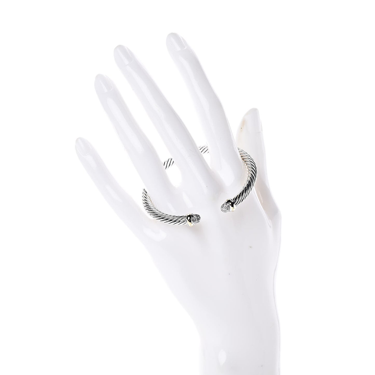 Sterling Silver 14K Yellow Gold Diamond 5mm Cable Classics Bracelet