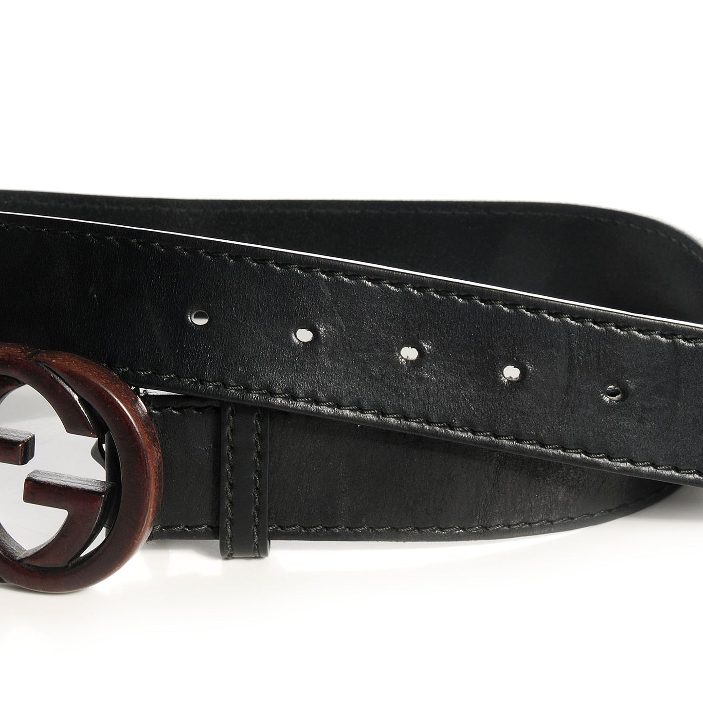 Leather Bamboo Interlocking G Belt 85 34 Black